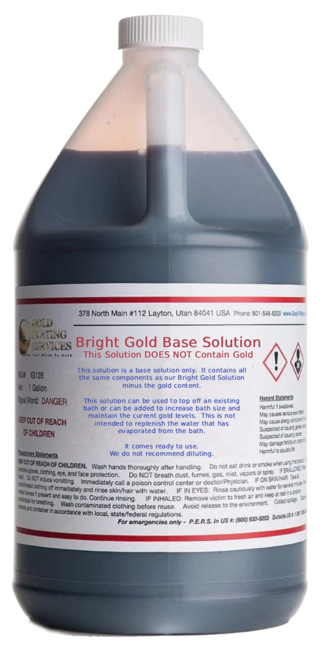 24K, 18K, & 14K Bright Gold Base Solution (NO GOLD)