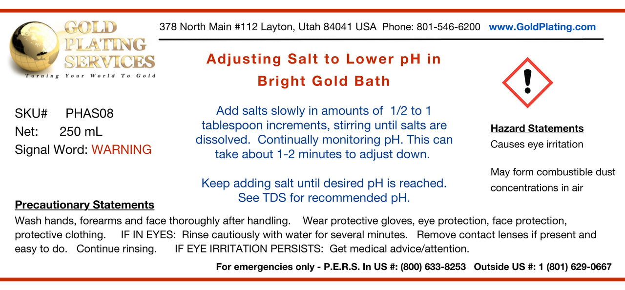 pH Lowering Salt for Bright Gold Solutions - (8 oz Jar)