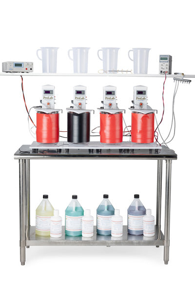 Four Module System for Plating Nickel and Gold onto Stainless Steel Using Wood's Nickel Strike Activation